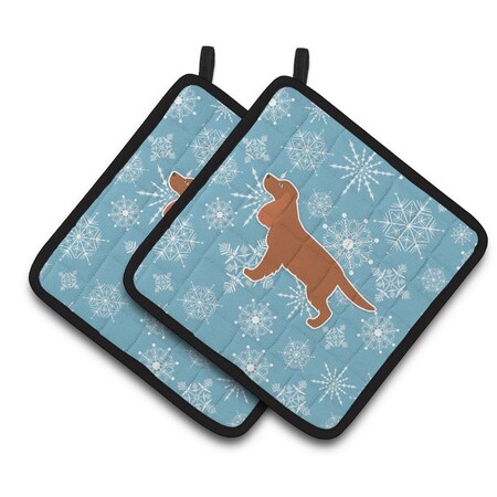 Carolines Treasures Winter Snowflake English Cocker Spaniel Pair of Pot Holders BB3512PTHD